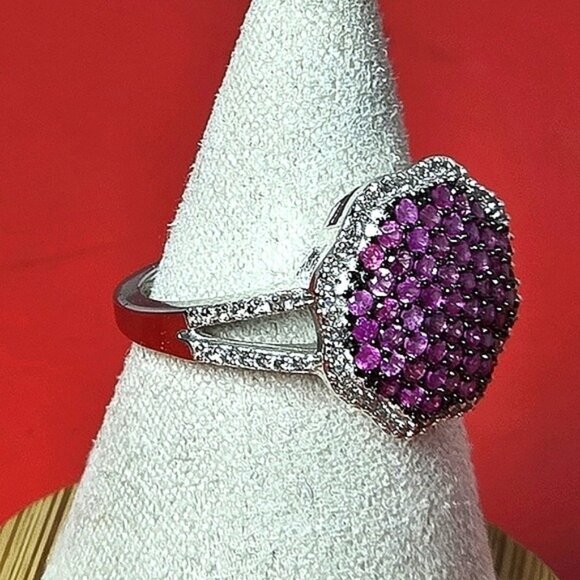 925 Sterling Silver Ring SZ 6 with Natural Pink Sapphire Gemstone - Picture 4 of 10